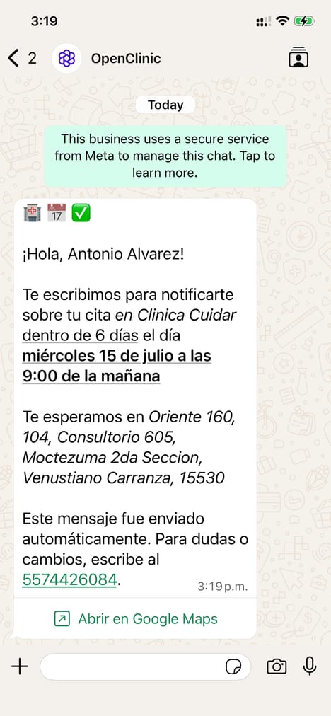 Aviso de cita agendada