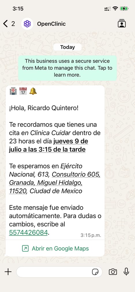 Recordatorio de cita