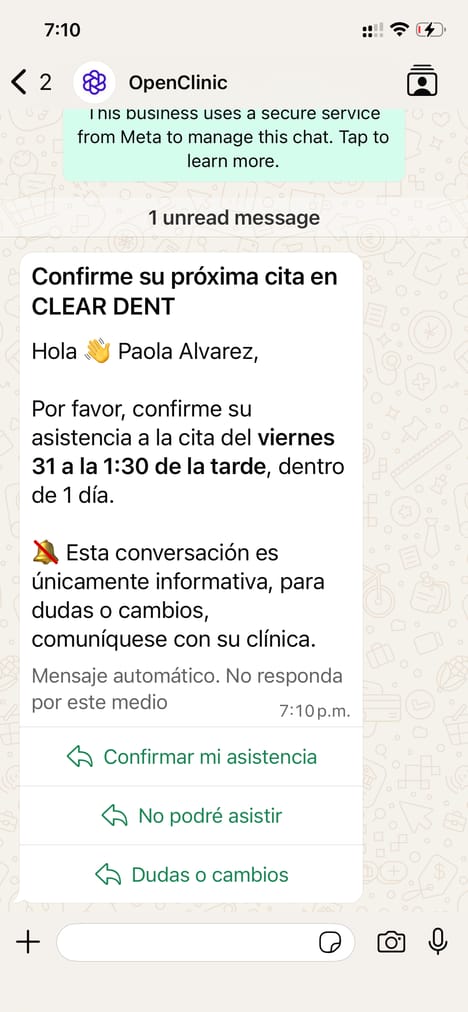 Recordatorio de cita