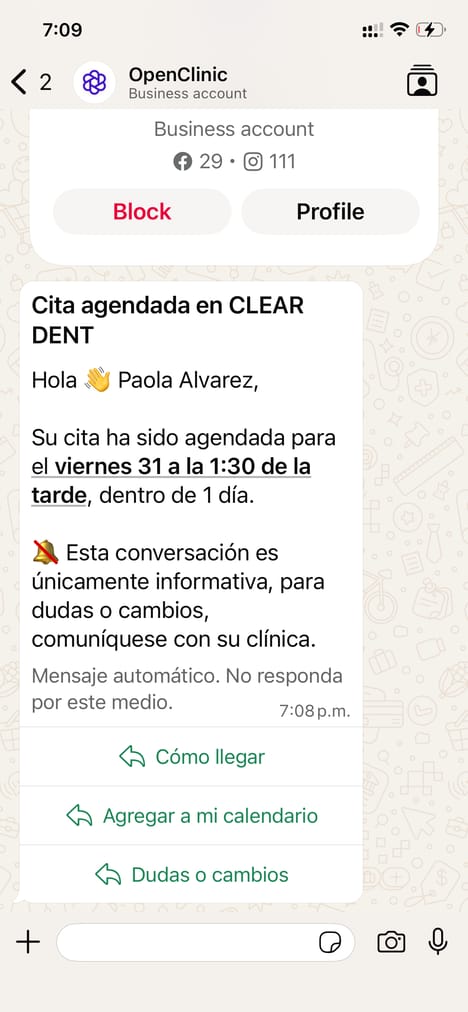 Aviso de cita agendada